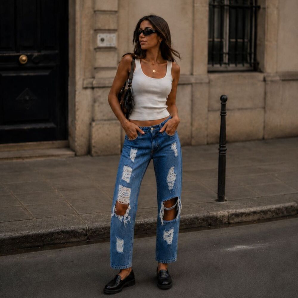 Lovers + Friends Jeremy Distressed Straight Leg Jeans Size 24 Blue